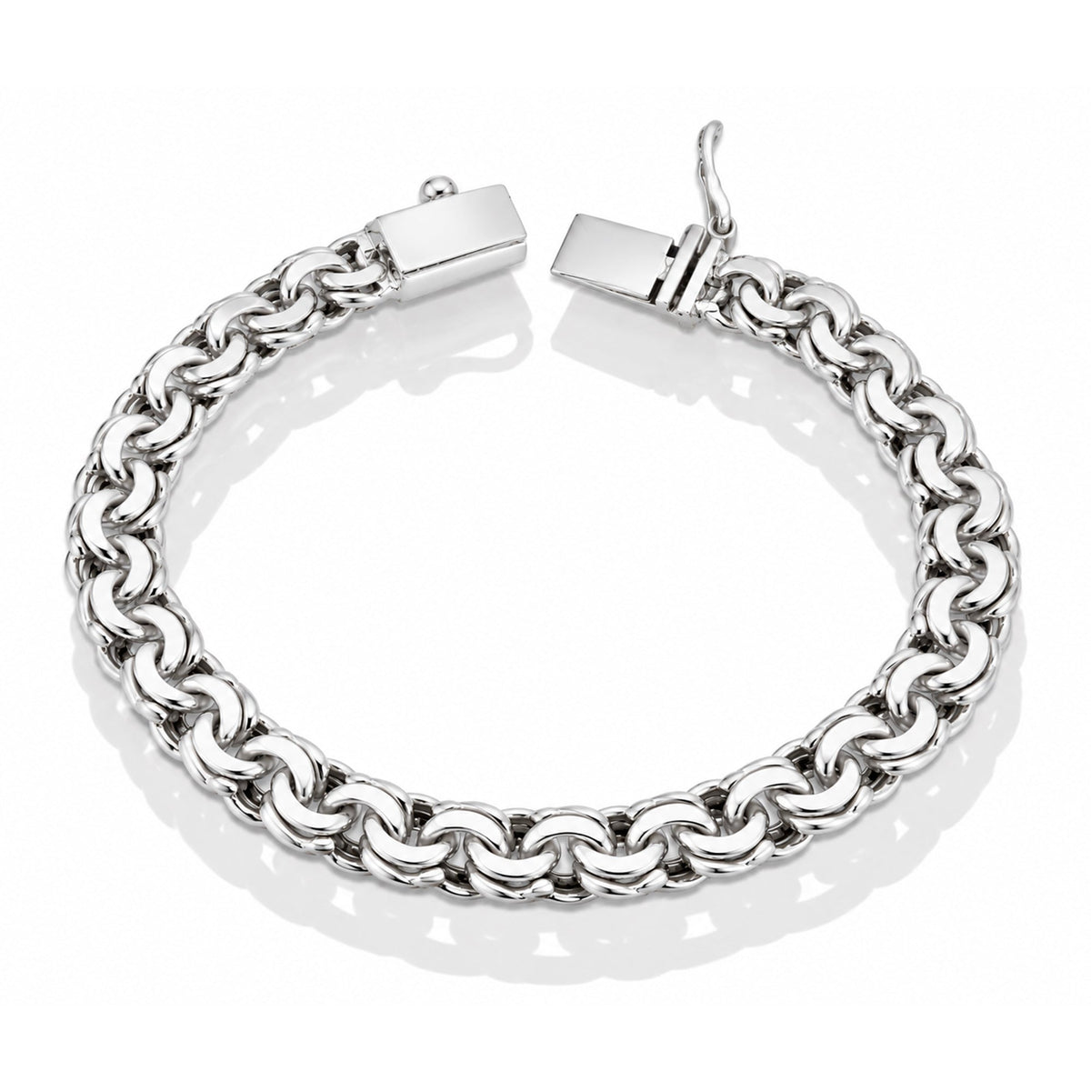 LPPC014-20 Pulsera Tejido Chino 8.2 mm x 20 cm en Plata Ley .925